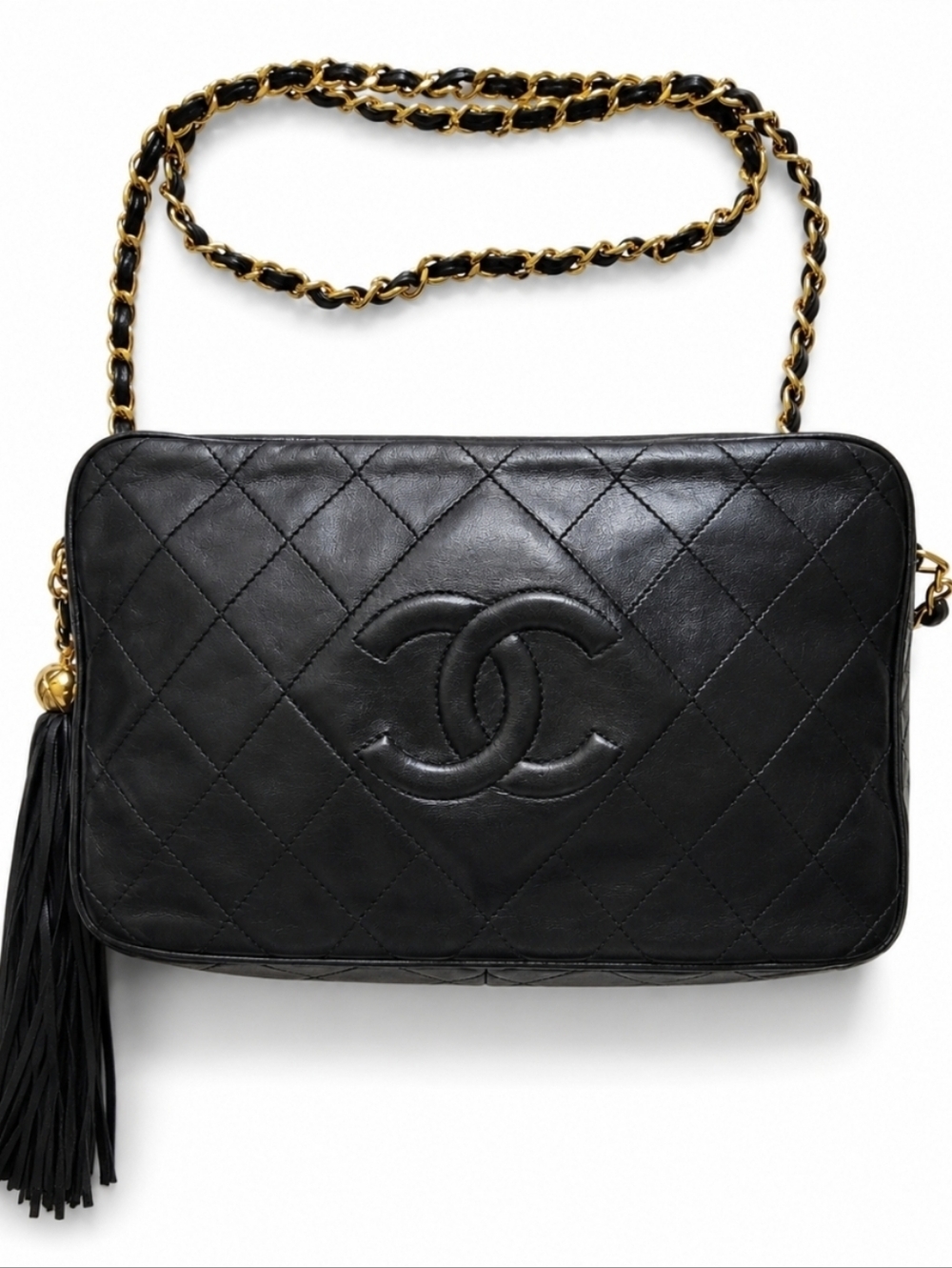 Chanel Black Lambskin Shoulder Bag with Certificate of Authenticity and BOX